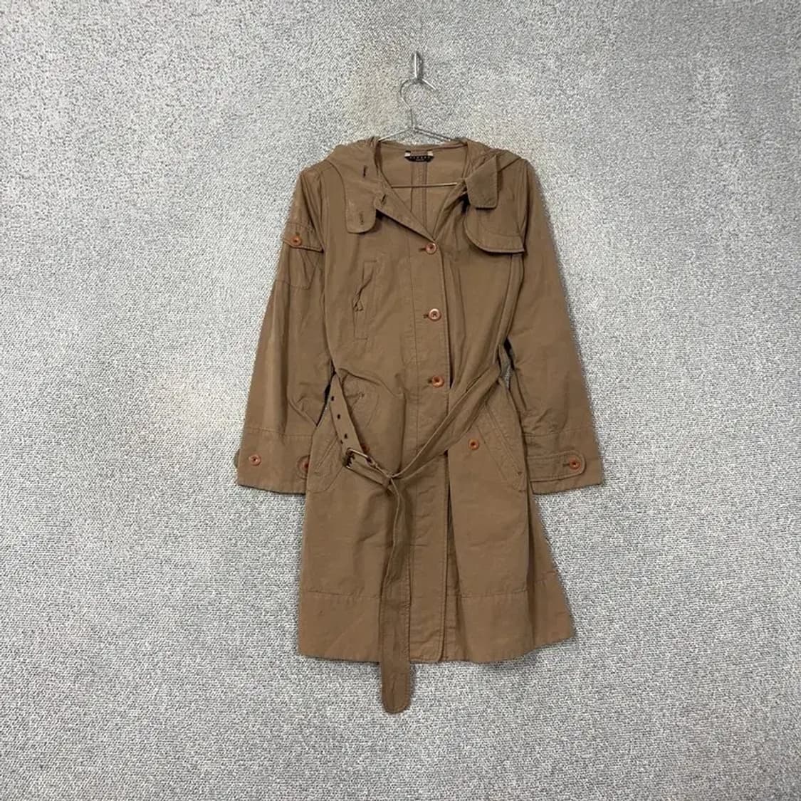 시슬리 여성 벨티드 브라운 후드 코트 42 상품이미지1