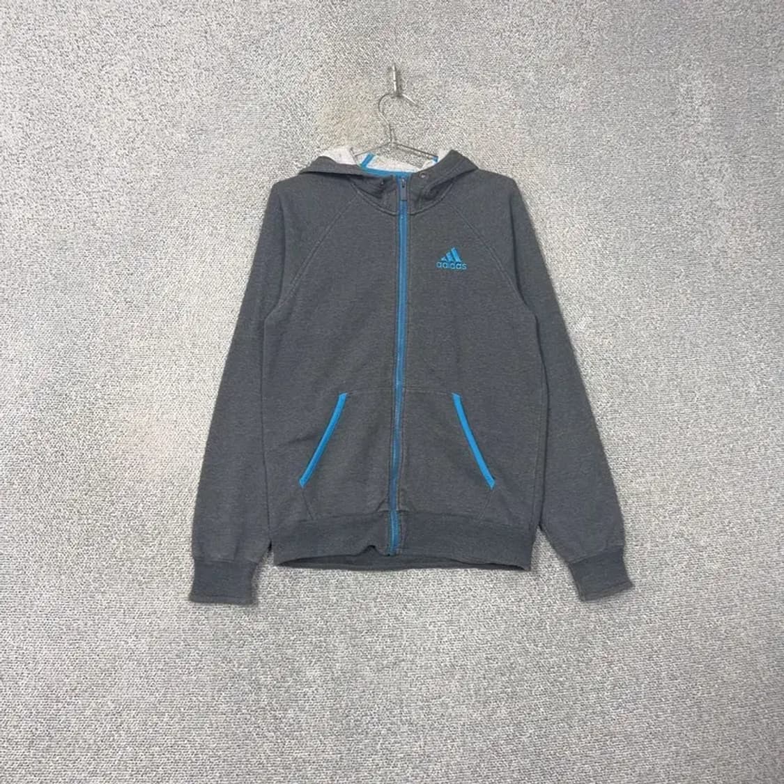 아디다스 딥그레이 블루 로고 후드집업 M 상품이미지1