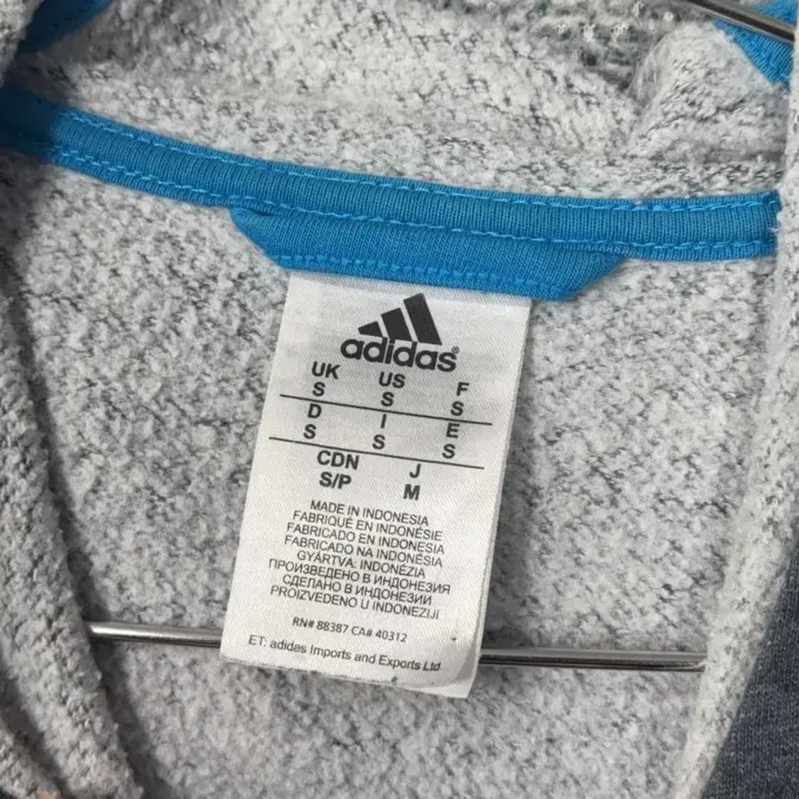 아디다스 딥그레이 블루 로고 후드집업 M 상품이미지3