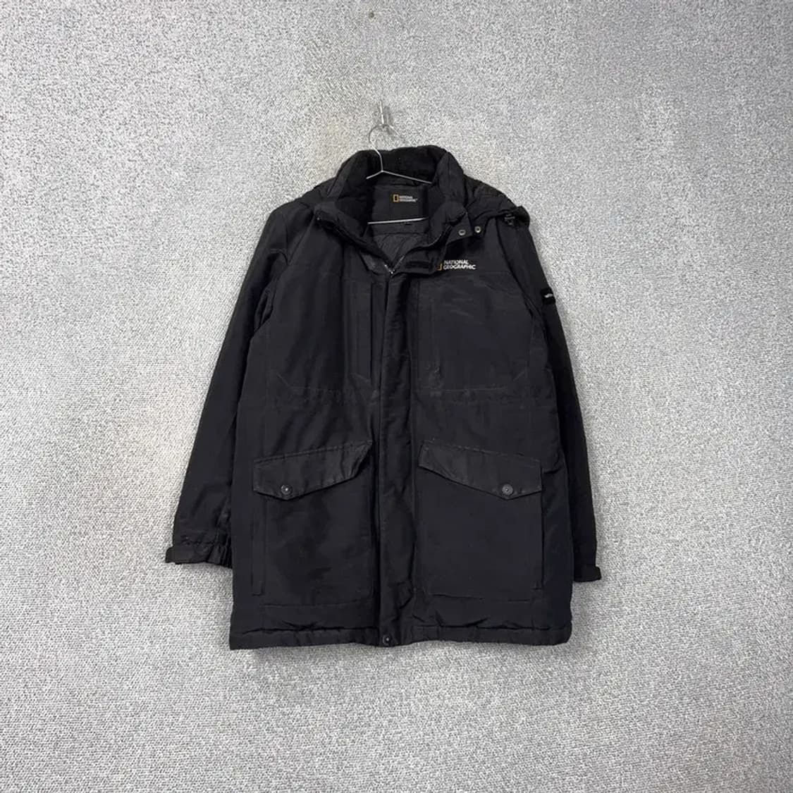 내셔널지오그래픽 블랙 로고 덕다운 롱패딩 점퍼 M 상품이미지1