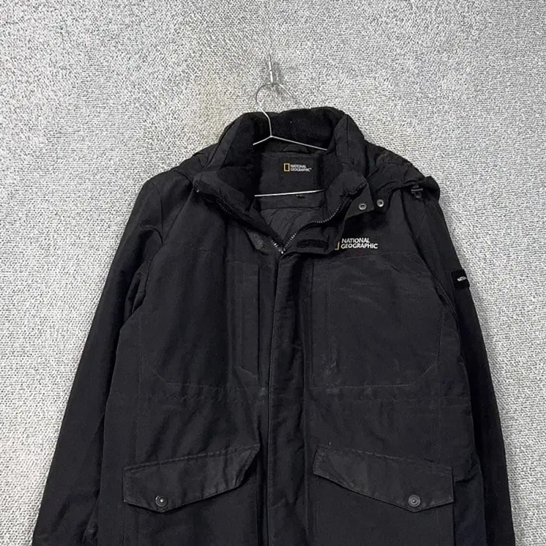 내셔널지오그래픽 블랙 로고 덕다운 롱패딩 점퍼 M 상품이미지3
