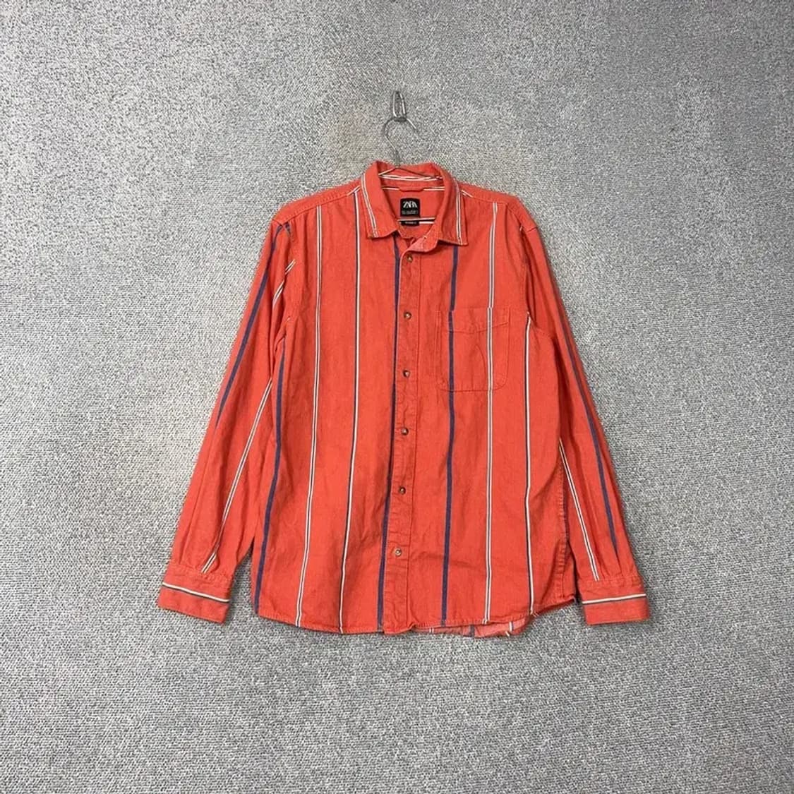자라 캐주얼 스트라이프 코랄 셔츠 L 상품이미지1