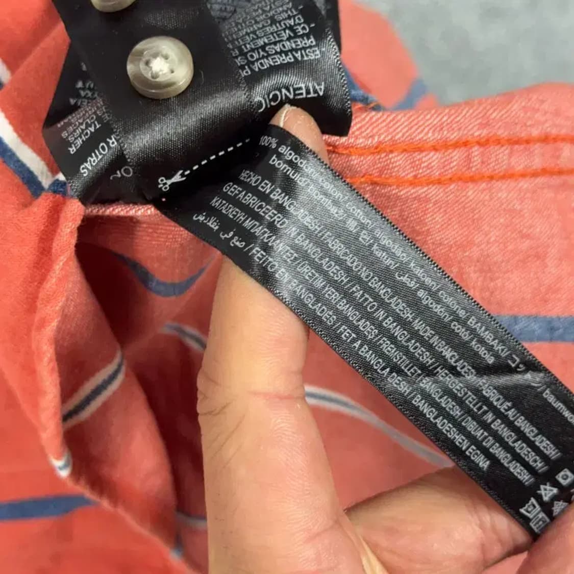 자라 캐주얼 스트라이프 코랄 셔츠 L 상품이미지3