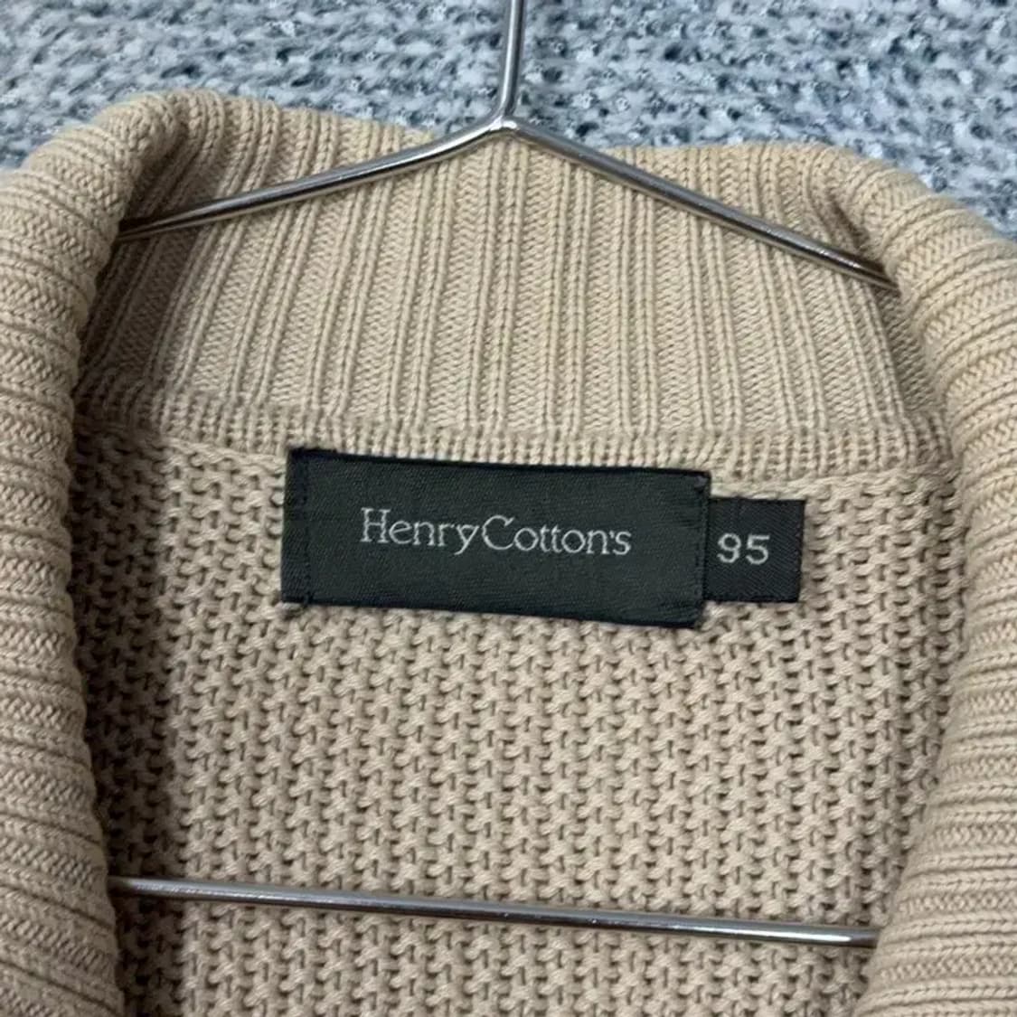 핸리코튼 캐주얼 로고 베이지 집업 가디건 95 상품이미지3
