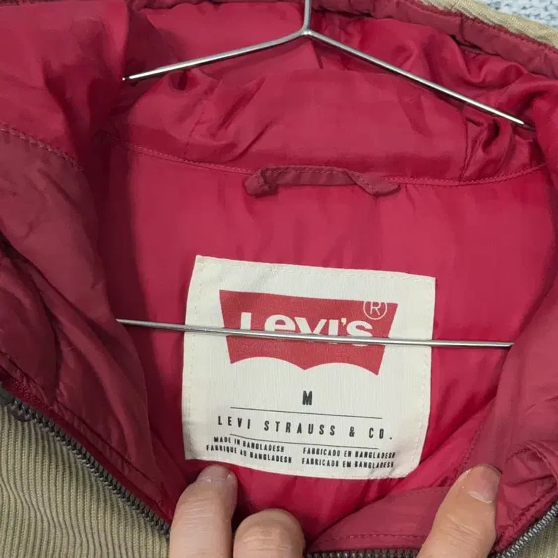 리바이스 투톤 레드 패딩 M 상품이미지3