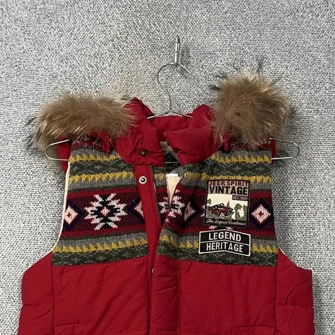 지프 패던 레드 패딩 조끼 L 상품이미지3