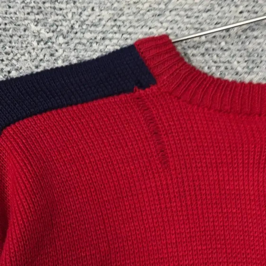휠라 빈티지 로고 레드 니트 XL 상품이미지3