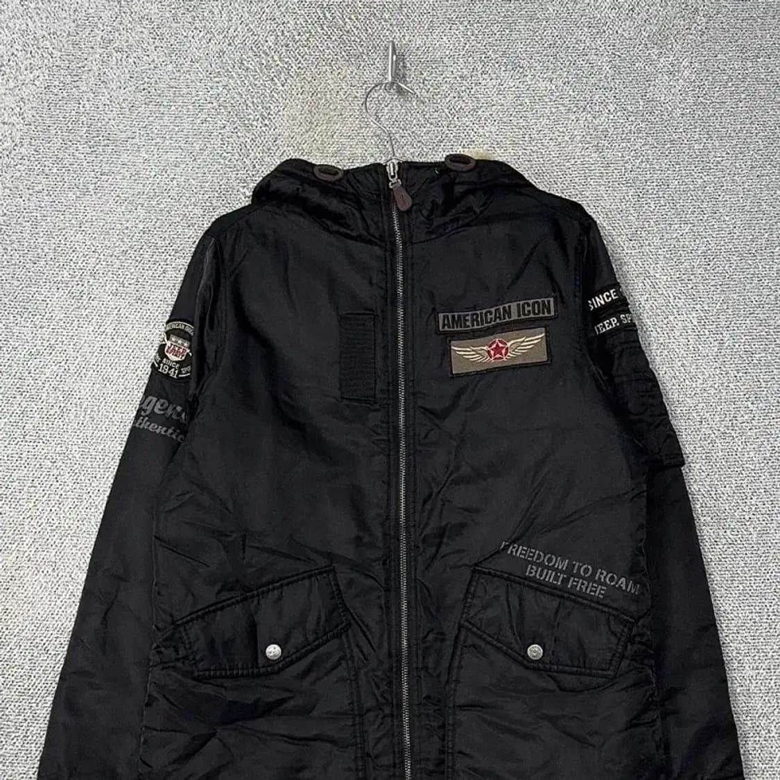 지프 아메리카 패치 블랙 항공 점퍼 패딩 L 상품이미지3