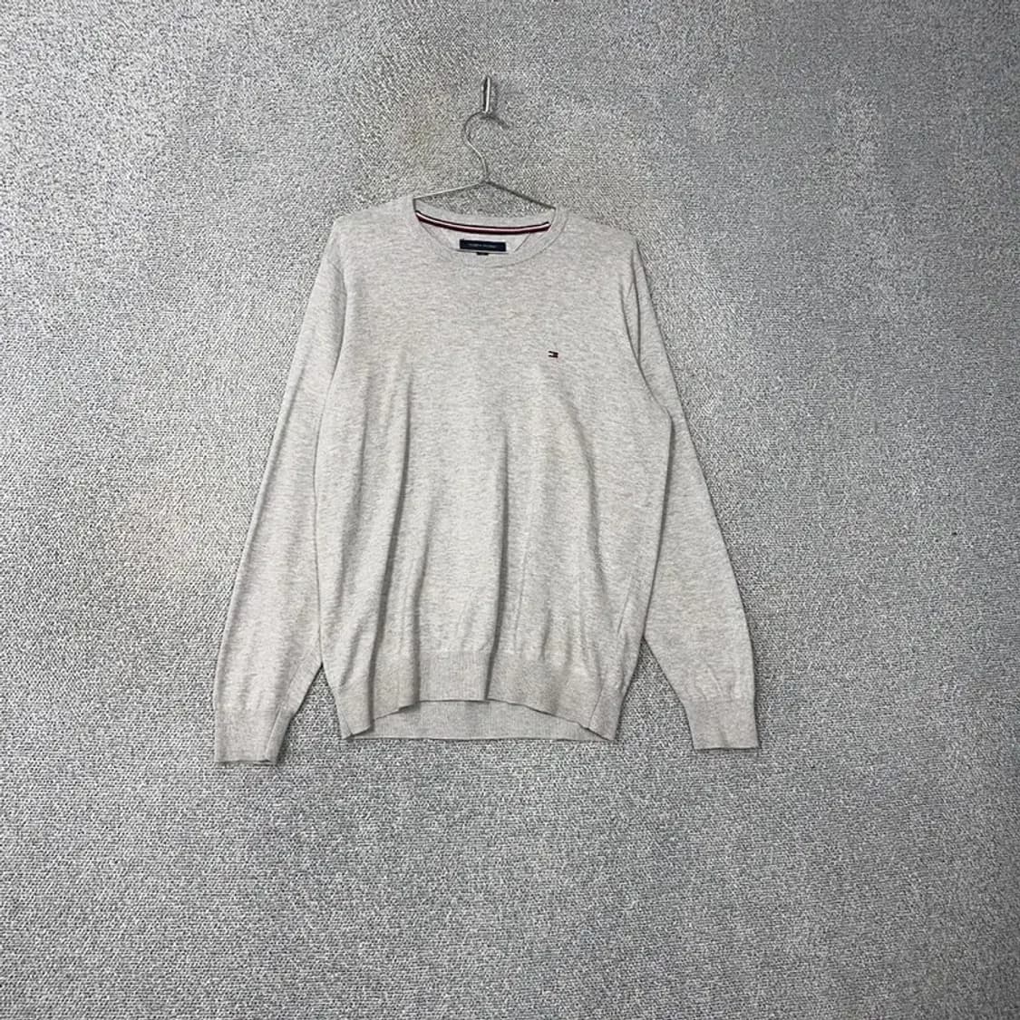 타미힐피거 로고 라운드넥 라이트 그레이 니트 M 상품이미지1