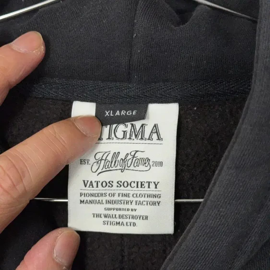 스티그마 캐주얼 기모 블랙 후드티 XL 상품이미지6