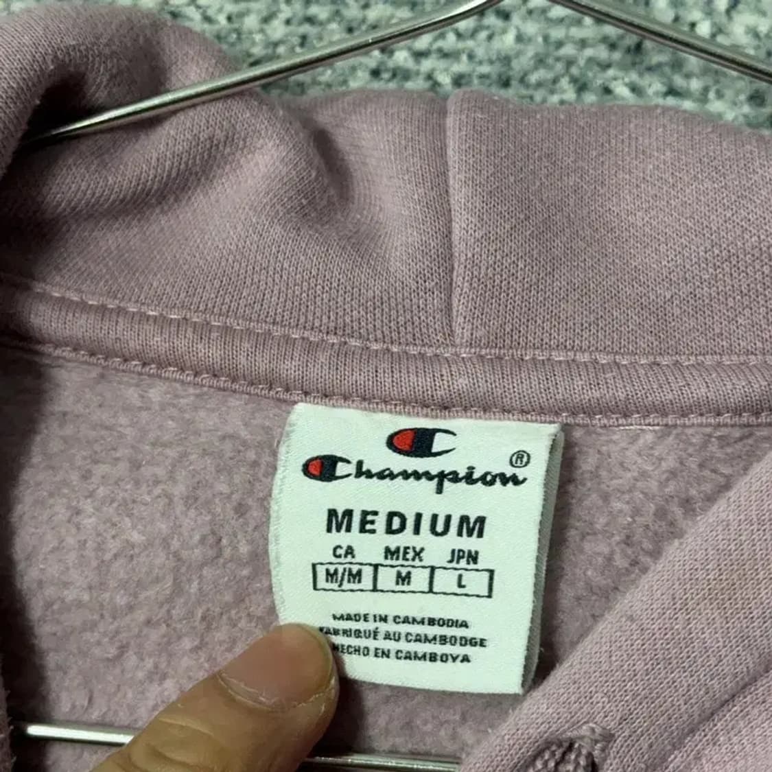 챔피온 기모 프린팅 핑크 후드티 L 상품이미지3