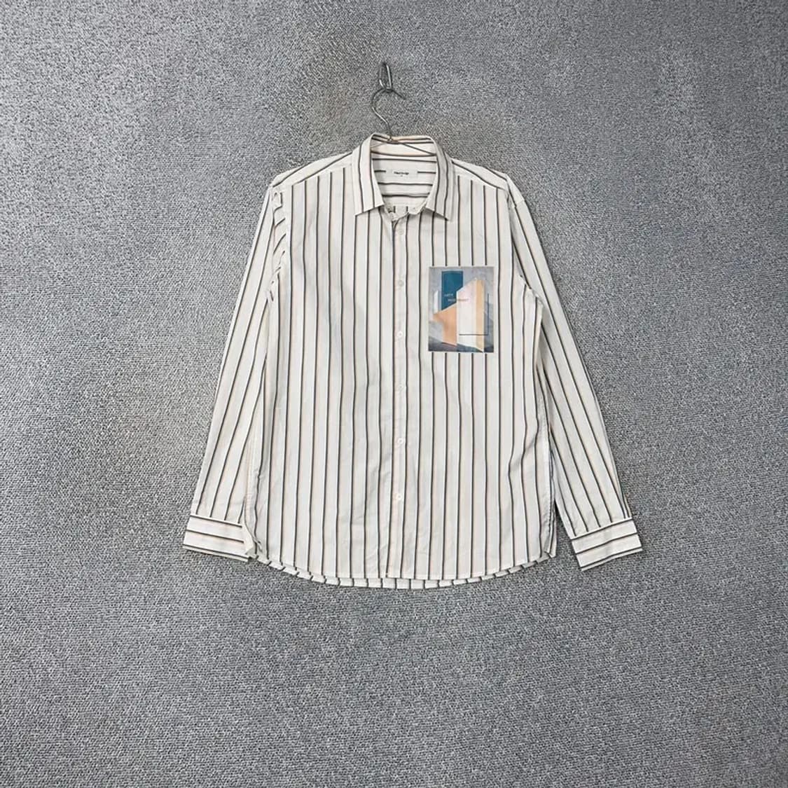 마인드브릿지 프린팅 스트라이프 화이트 셔츠 100 상품이미지1