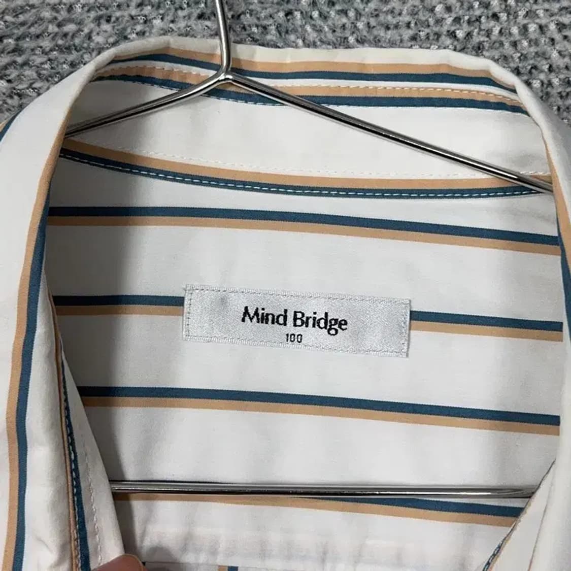 마인드브릿지 프린팅 스트라이프 화이트 셔츠 100 상품이미지3