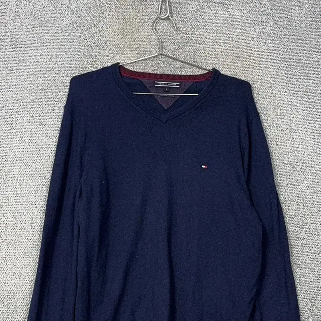 타미힐피거 캐주얼 로고 브이넥 네이비 니트 L 상품이미지3