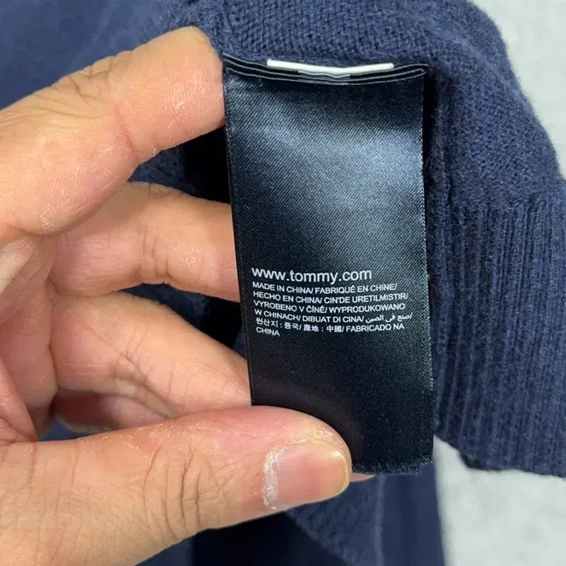 타미힐피거 캐주얼 로고 브이넥 네이비 니트 L 상품이미지6
