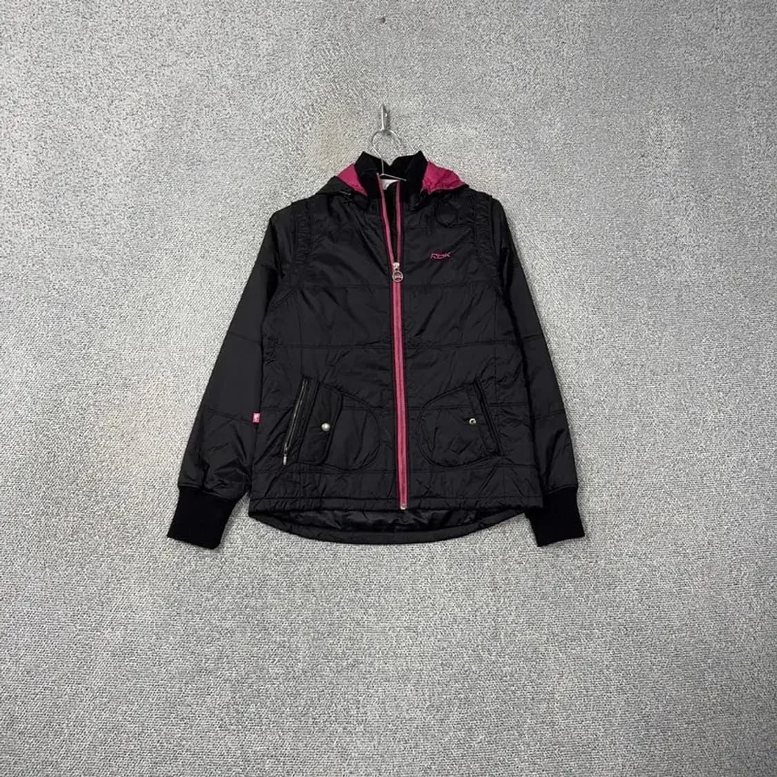 리복 블랙 핑크 포인트 경량 패딩 점퍼 95 상품이미지1