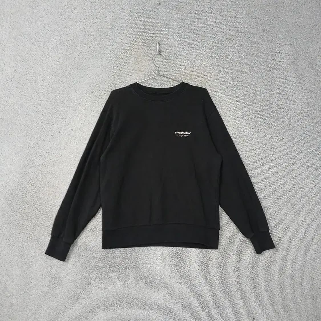 비바스튜디오 백로고 프린팅 블랙 맨투맨 S 상품이미지1