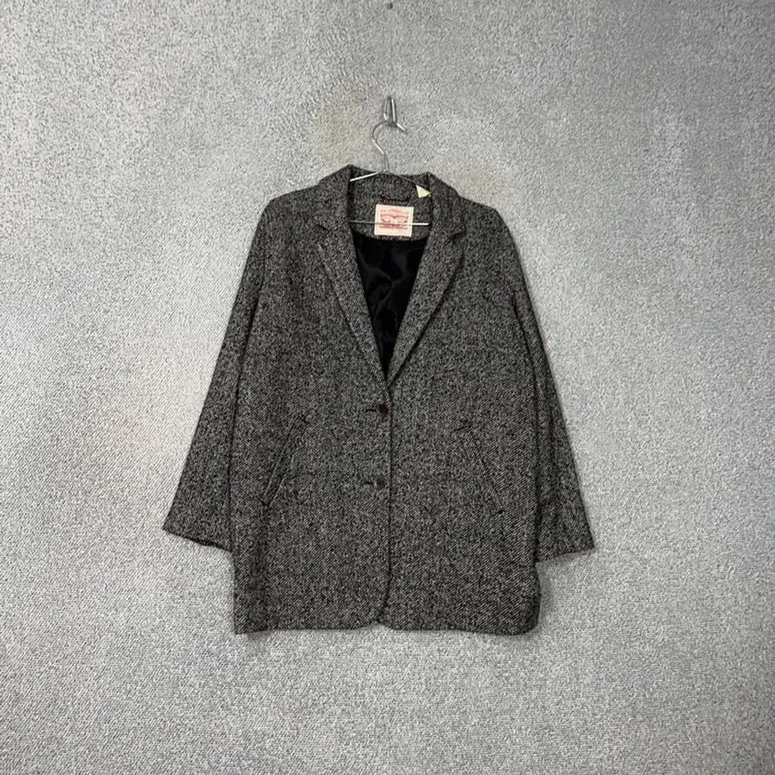 리바이스 그레이 체크 울 버튼 코트 블레이저 자켓 S 상품이미지1
