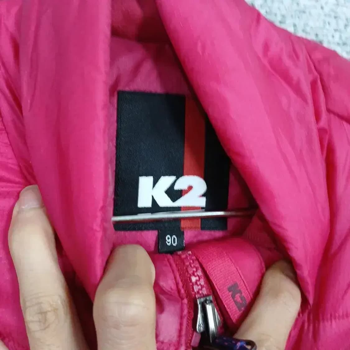 K2 핑크 로고 경량 패딩 점퍼 자켓 90 상품이미지3