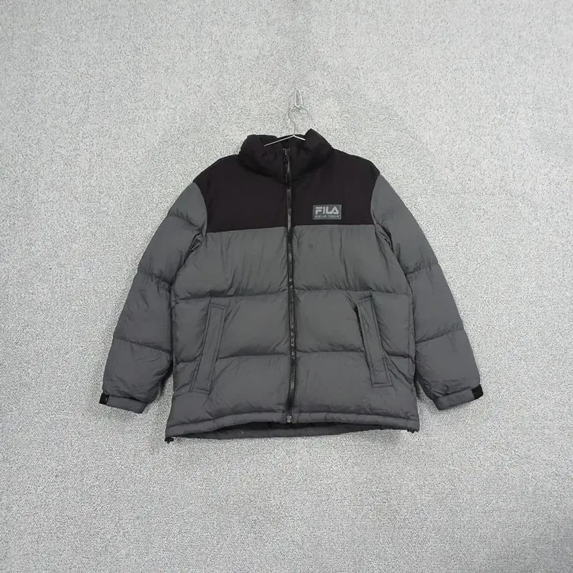 휠라 로고 그레이 투톤 패딩 100 상품이미지1