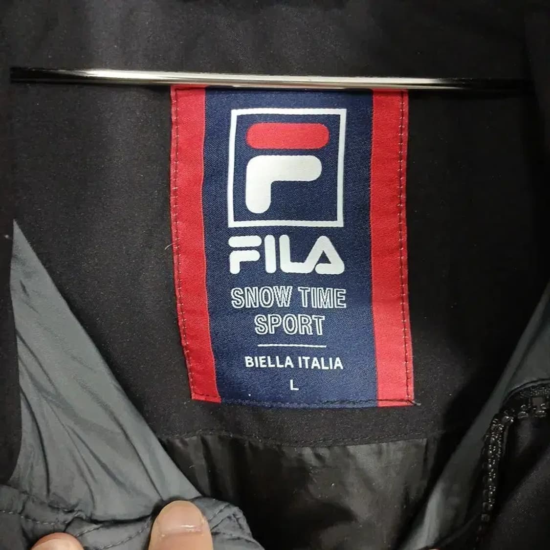 휠라 로고 그레이 투톤 패딩 100 상품이미지3