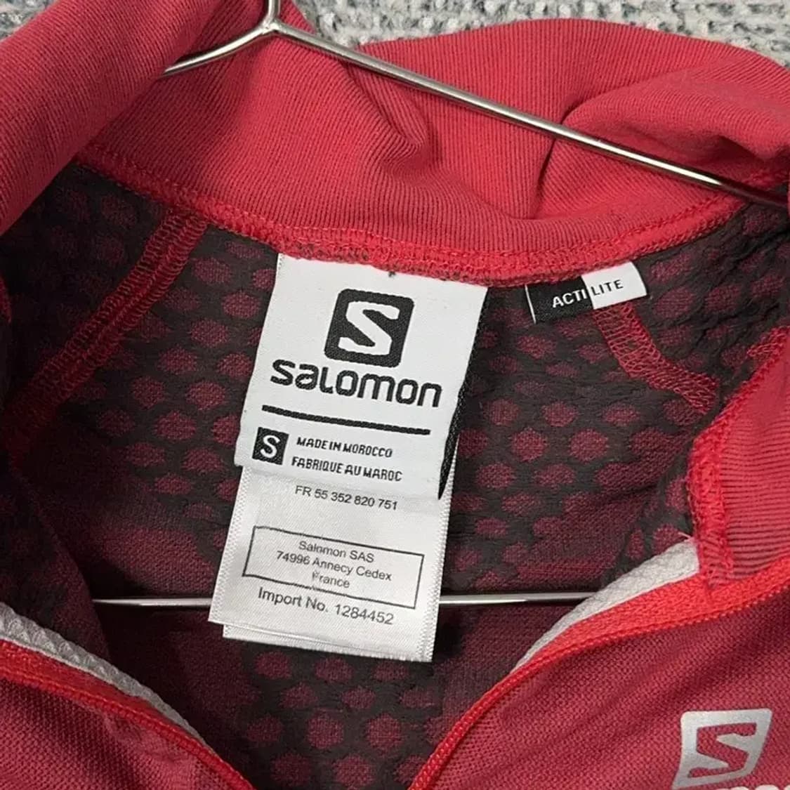 살로몬 레드 로고 기능성 반집업 긴팔티 S 상품이미지5