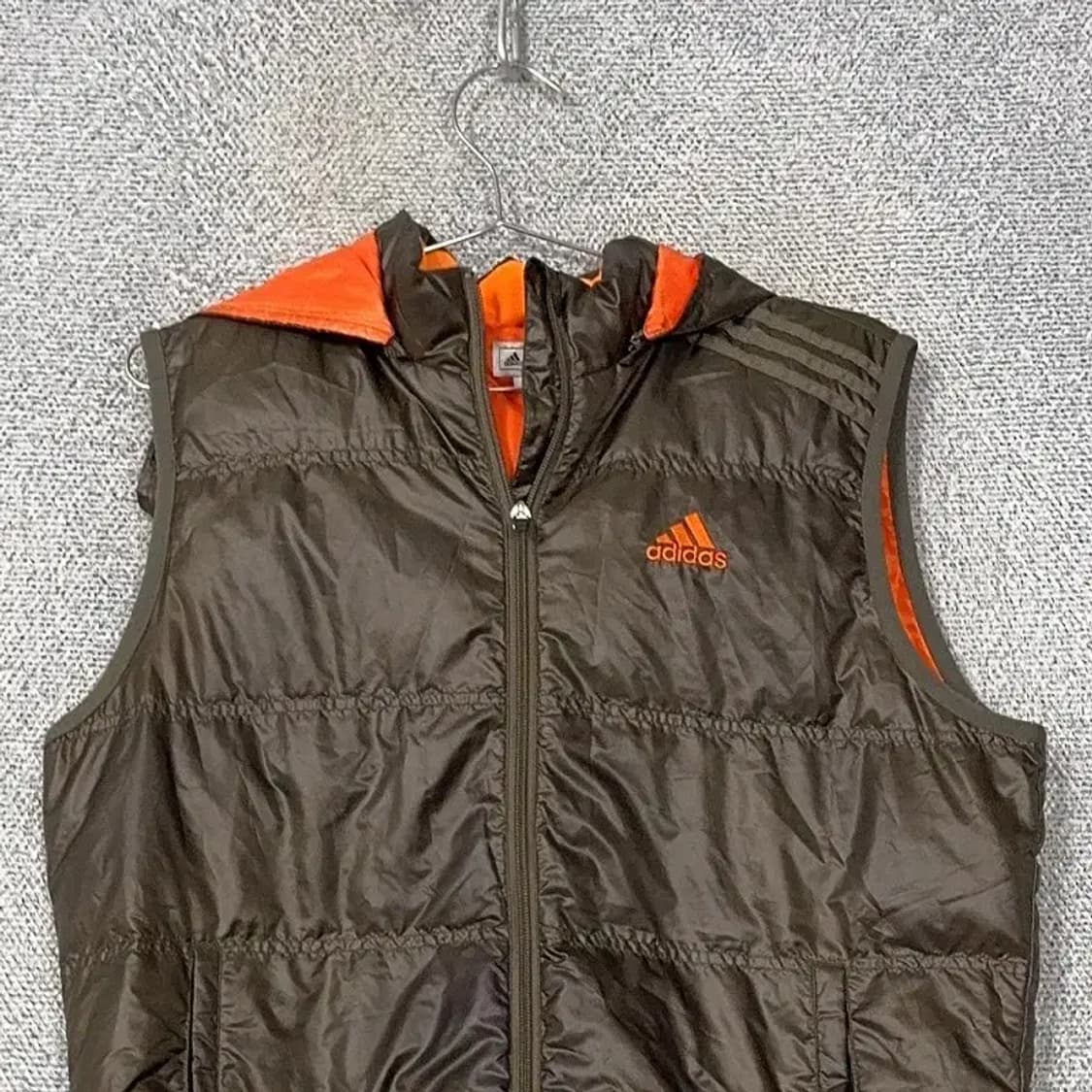 아디다스 브라운 빈티지 로고 구스다운 패딩 조끼 M/M 상품이미지3