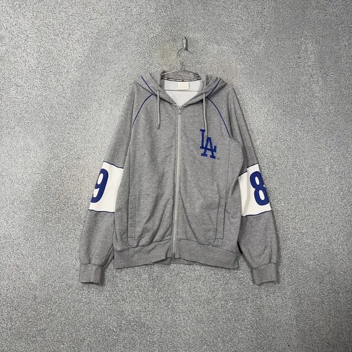 MLB LA다저스 로고 그레이 오버핏 후드집업 105 상품이미지1