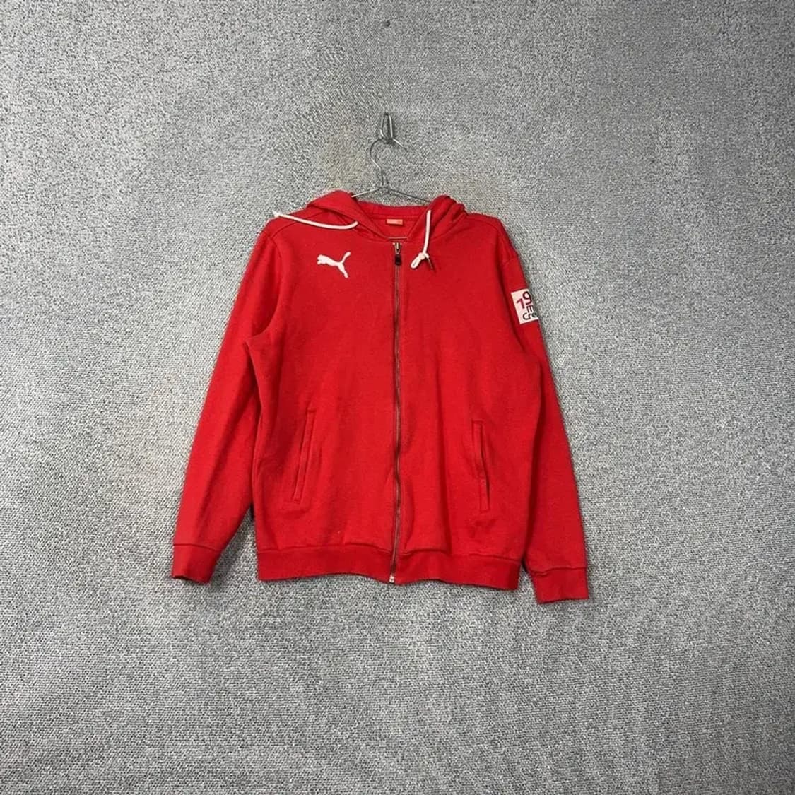 푸마 로고 기모 레드 후드집업 L 상품이미지1