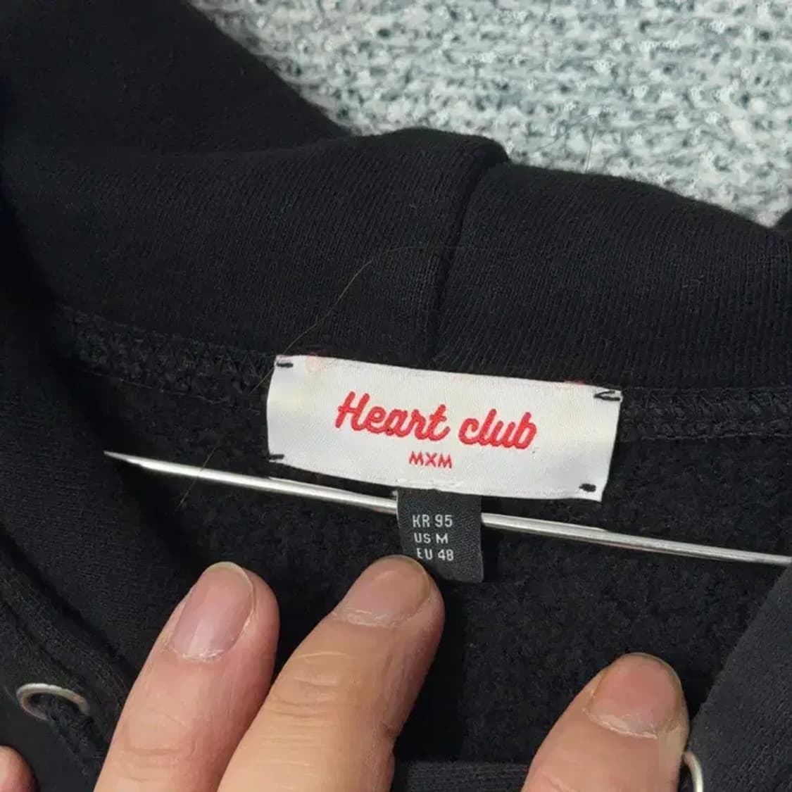 하트클럽 로고 블랙 오버핏 스웻 후드티 M 상품이미지3