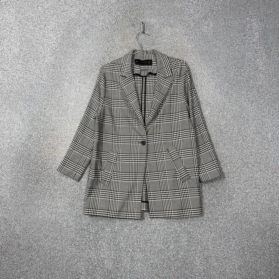 자라 그레이 체크 원버튼 코트 블레이저 자켓 M 상품이미지1