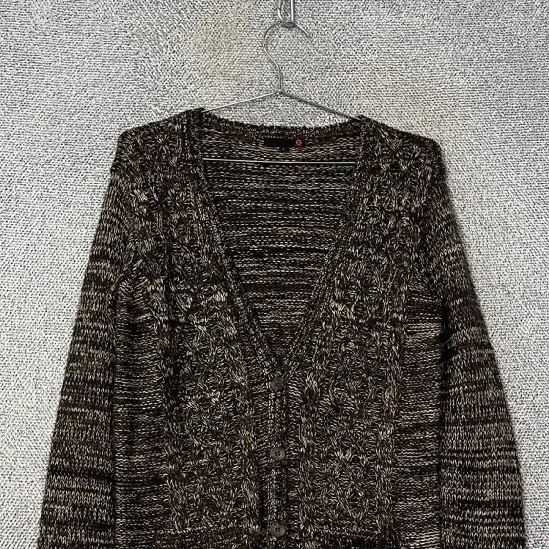 게스 빈티지 브라운 배색 패턴 아크릴 울 니트 가디건 S 상품이미지3