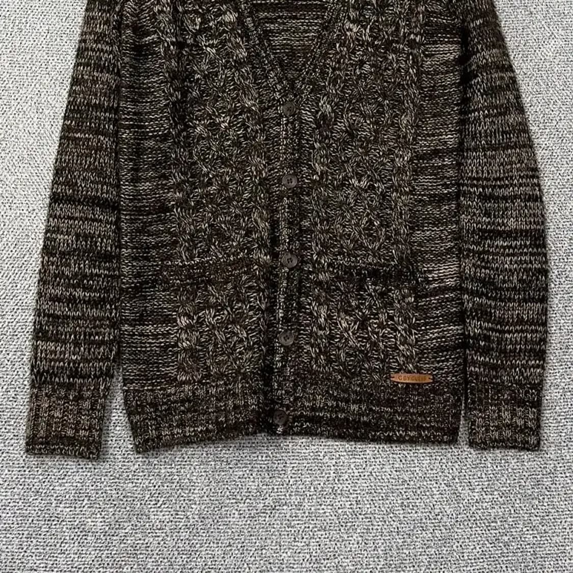 게스 빈티지 브라운 배색 패턴 아크릴 울 니트 가디건 S 상품이미지4