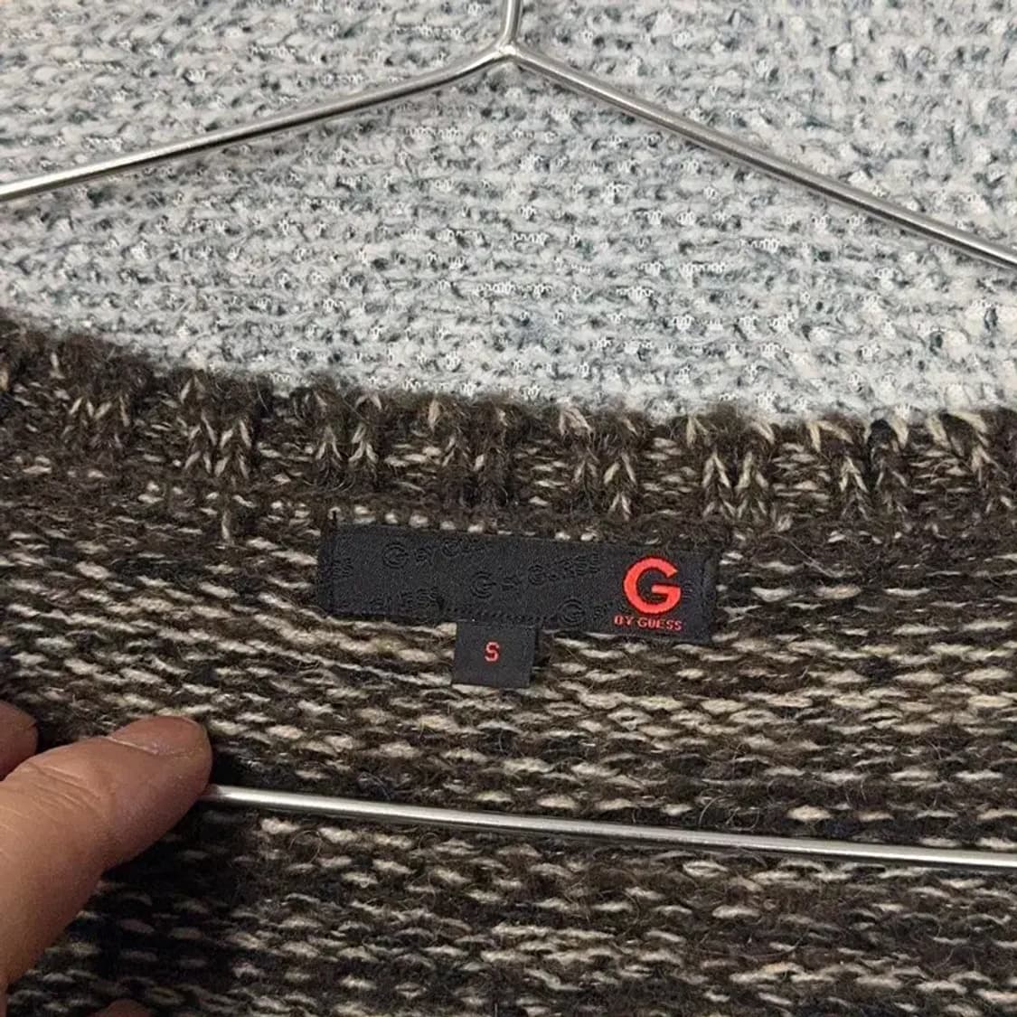 게스 빈티지 브라운 배색 패턴 아크릴 울 니트 가디건 S 상품이미지5