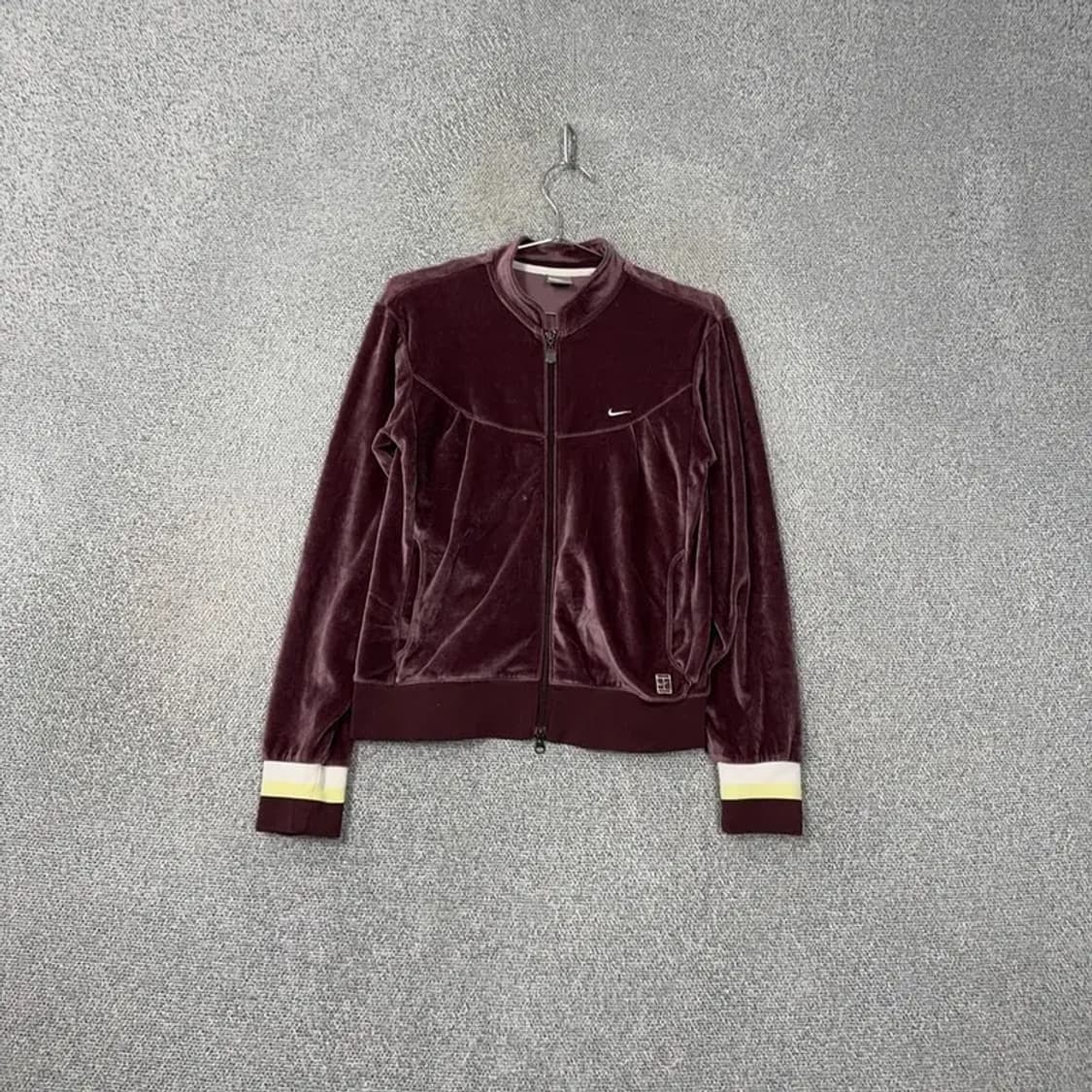 나이키 로고 버건디 단가라 Y2K 벨벳 트랙탑 집업 저지 M 상품이미지1