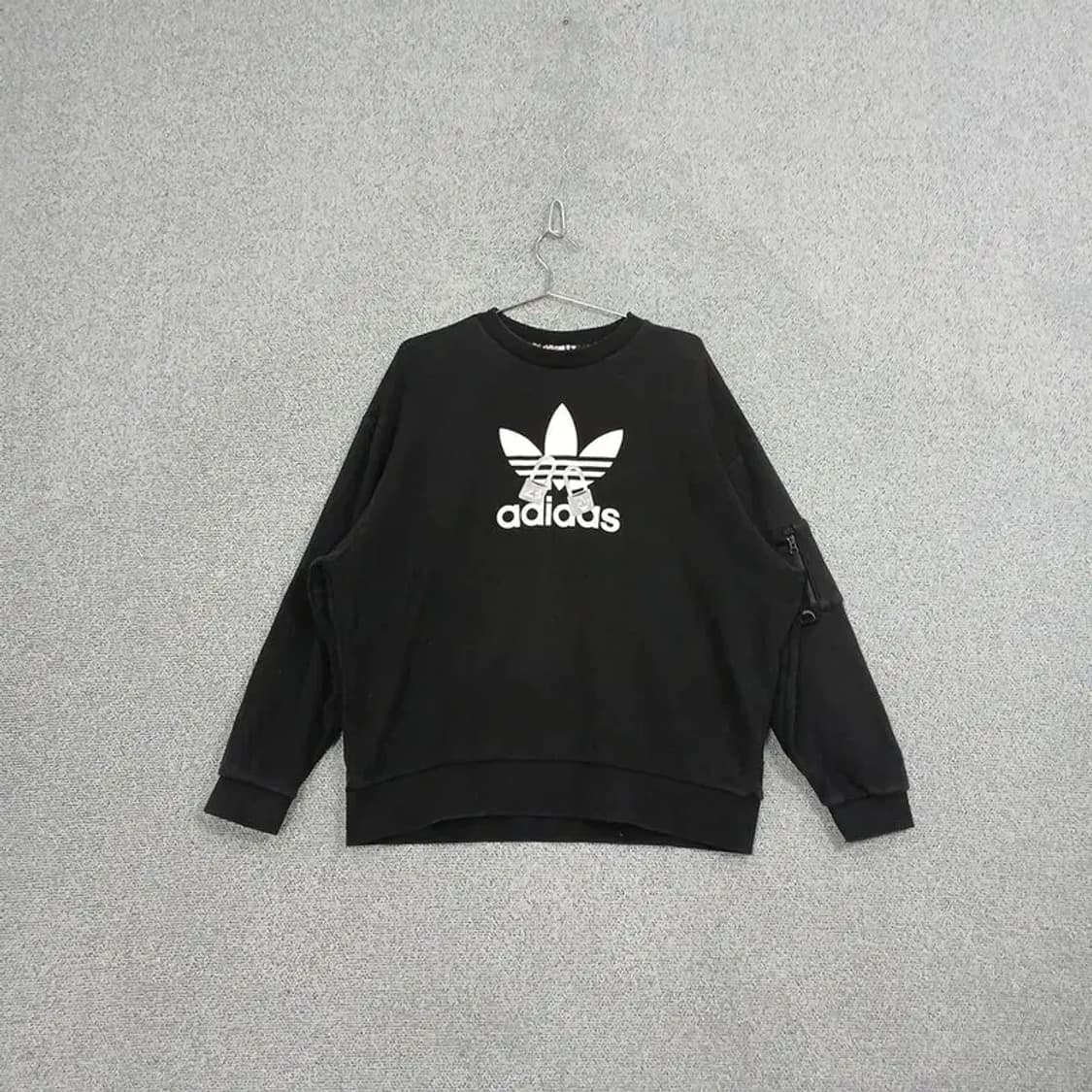 아디다스 프린팅 자물쇠 로고 블랙 맨투맨 L 상품이미지1