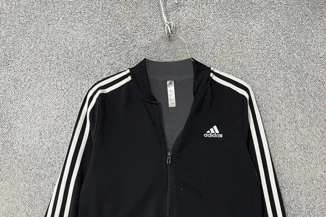 아디다스 블랙 로고 삼선 집업 저지 S 상품이미지3