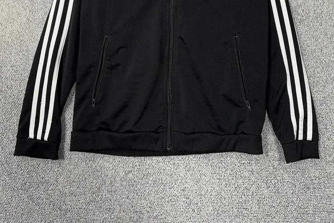 아디다스 블랙 로고 삼선 집업 저지 S 상품이미지4