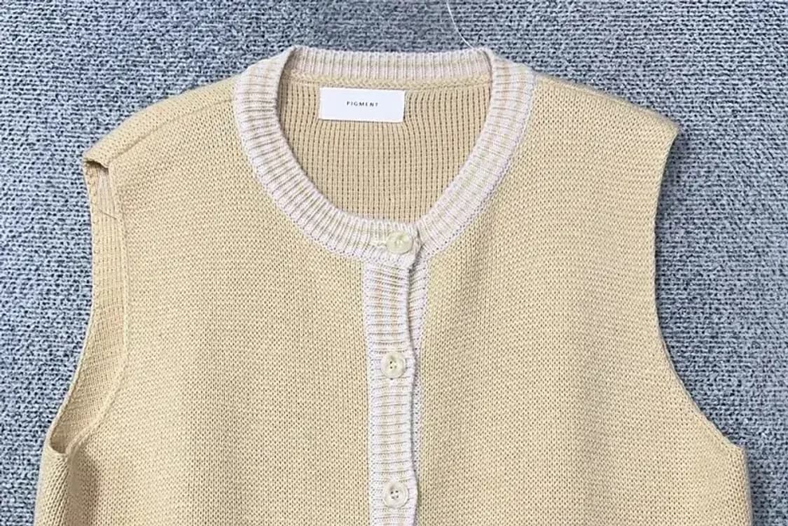 PIGMENT 베이지 니트 조끼 가디건 FREE 상품이미지3