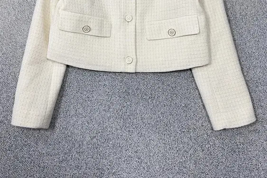 로엠 체크 크림 트위드 자켓 S 상품이미지4