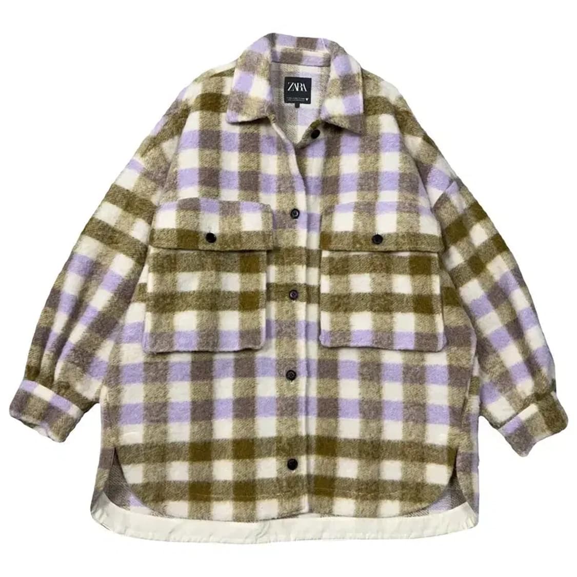 자라 체크 퍼플 플란넬 울 자켓 M-L 상품이미지1