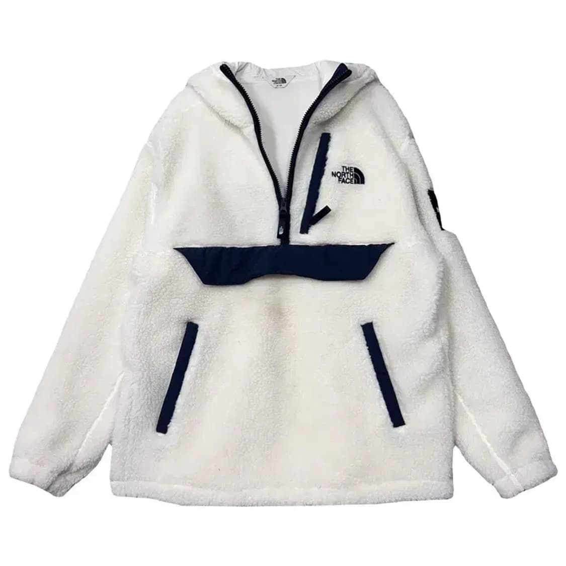 노스페이스 화이트 뽀글이 후리스 반집업 후드티 M 상품이미지1
