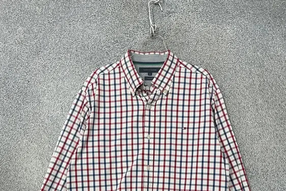 타미힐피거 로고 레드 체크 셔츠 XL 상품이미지3