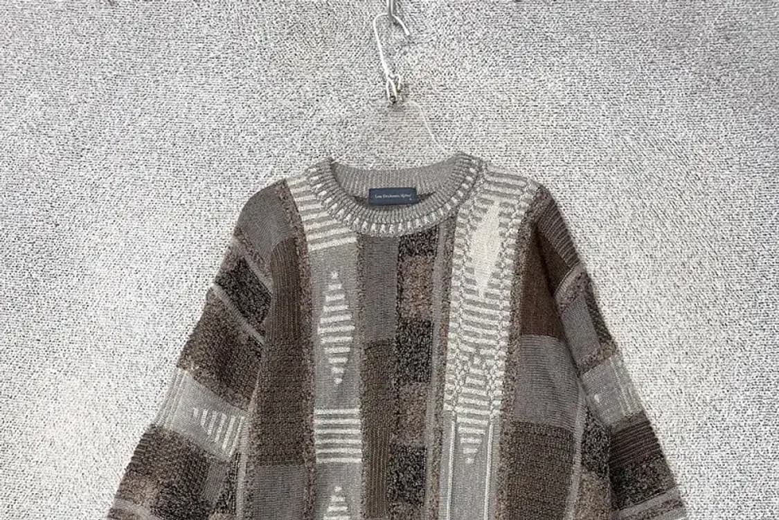 LOU 체크 브라운 그레이 울 니트 L 상품이미지3