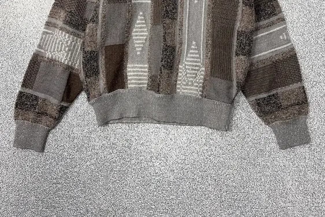 LOU 체크 브라운 그레이 울 니트 L 상품이미지4