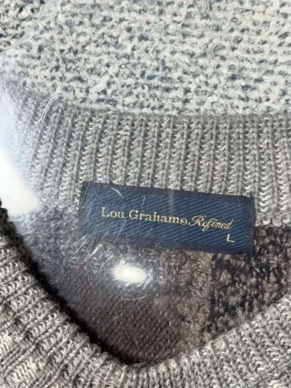 LOU 체크 브라운 그레이 울 니트 L 상품이미지5