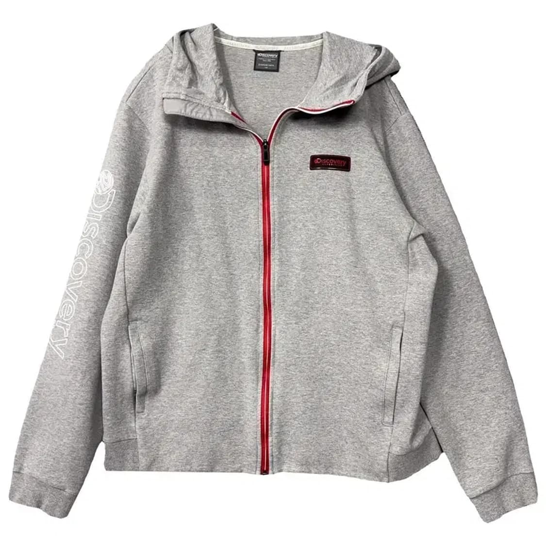 디스커버리 라이트 그레이 로고 후드 집업 110 상품이미지1