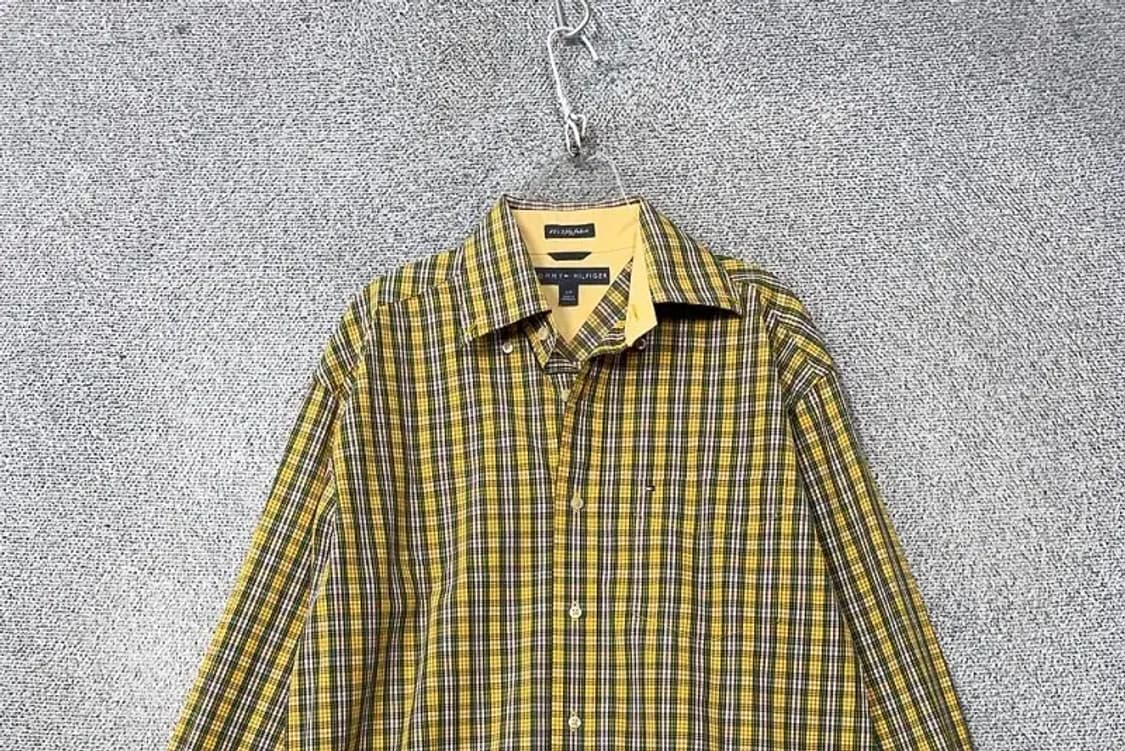 타미힐피거 체크 옐로우 오버핏 빈티지 셔츠 S/P 상품이미지3
