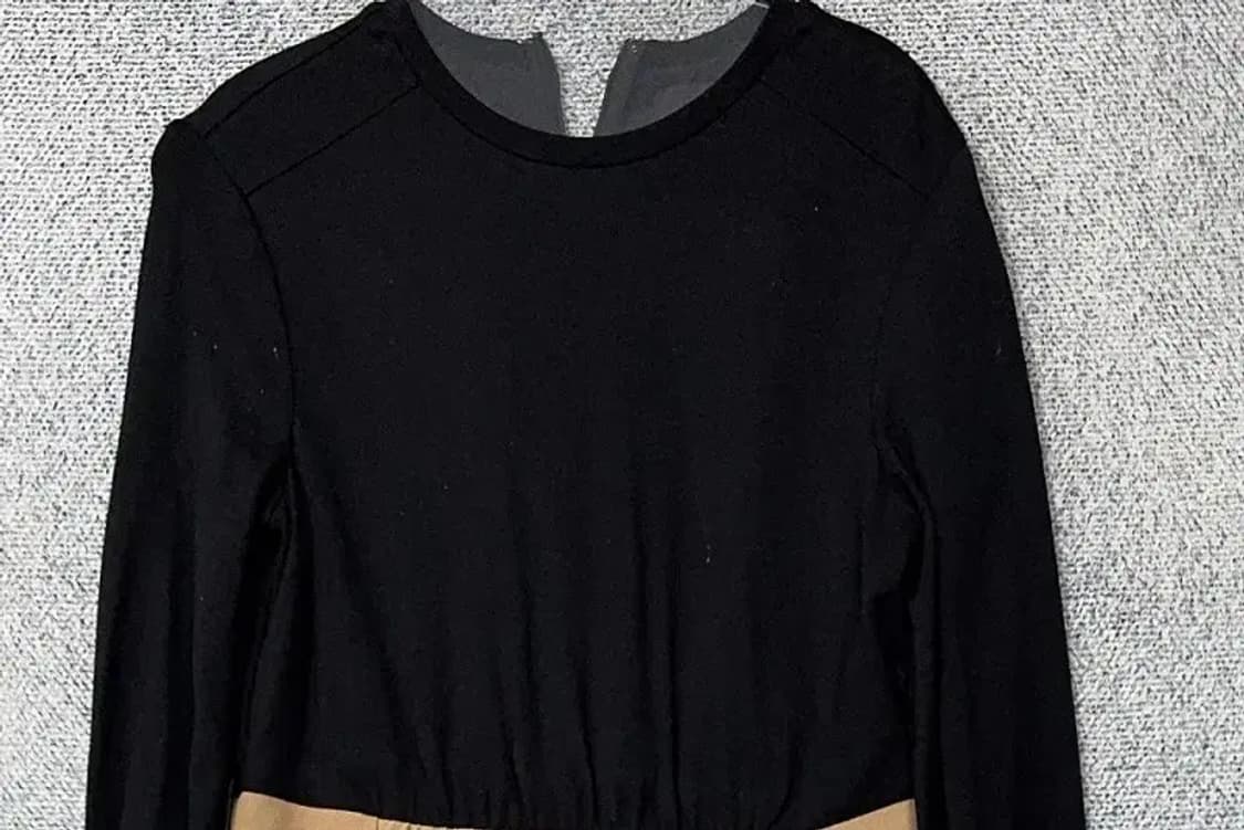 사틴 베이지 블랙 투톤 클래식 원피스 88-97-165 상품이미지3