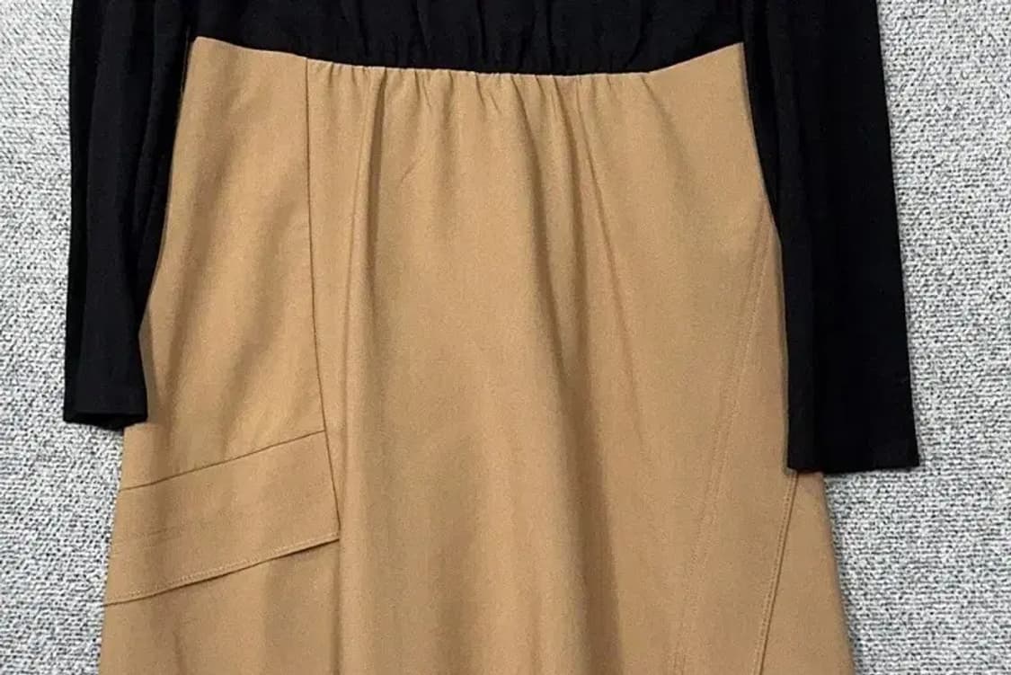 사틴 베이지 블랙 투톤 클래식 원피스 88-97-165 상품이미지4